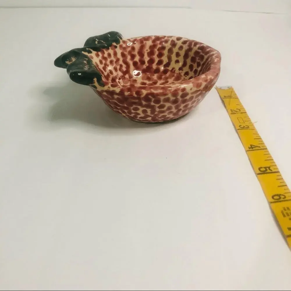 vtg ceramic apple dish red spatterware trinket dish‎ country grandma core
